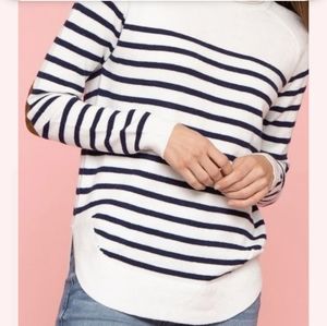 Navy Stripe Elbow Patch Sweater